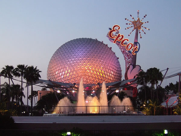 Spaceship Earth at dusk